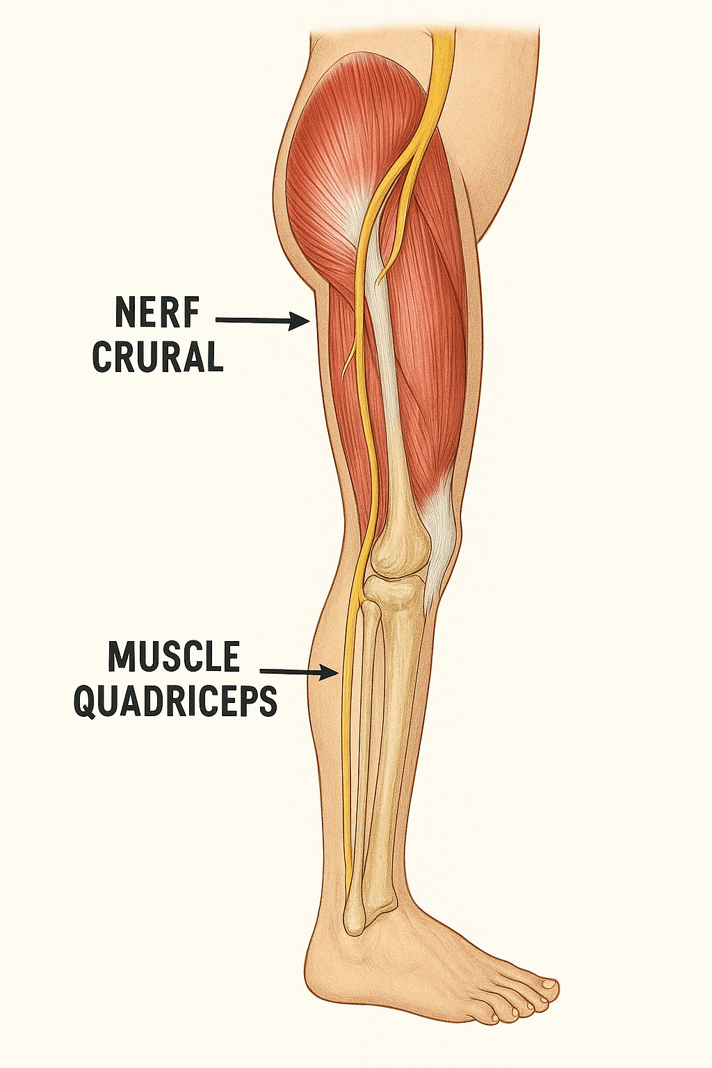 anatomie cuisse, nerf crural et douleur nocturne